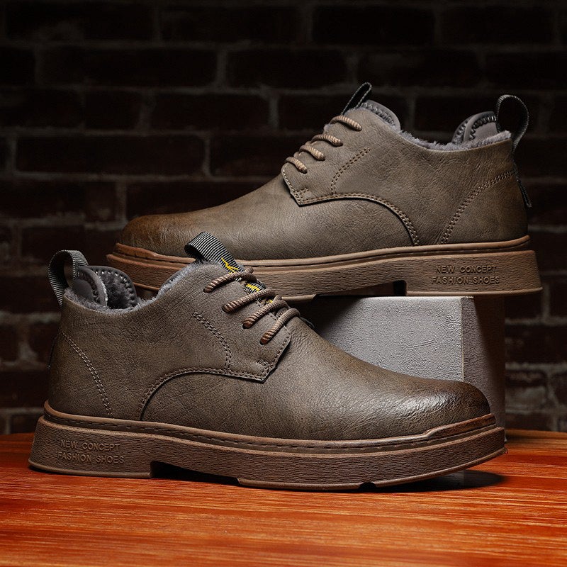 Northeast Snow Boots Men'S Winter Fleece-Lined Leather Shoes Warm Shoes Men'S Shoes Men'S Cotton Shoes Martins Low-Top Boots - Image 4